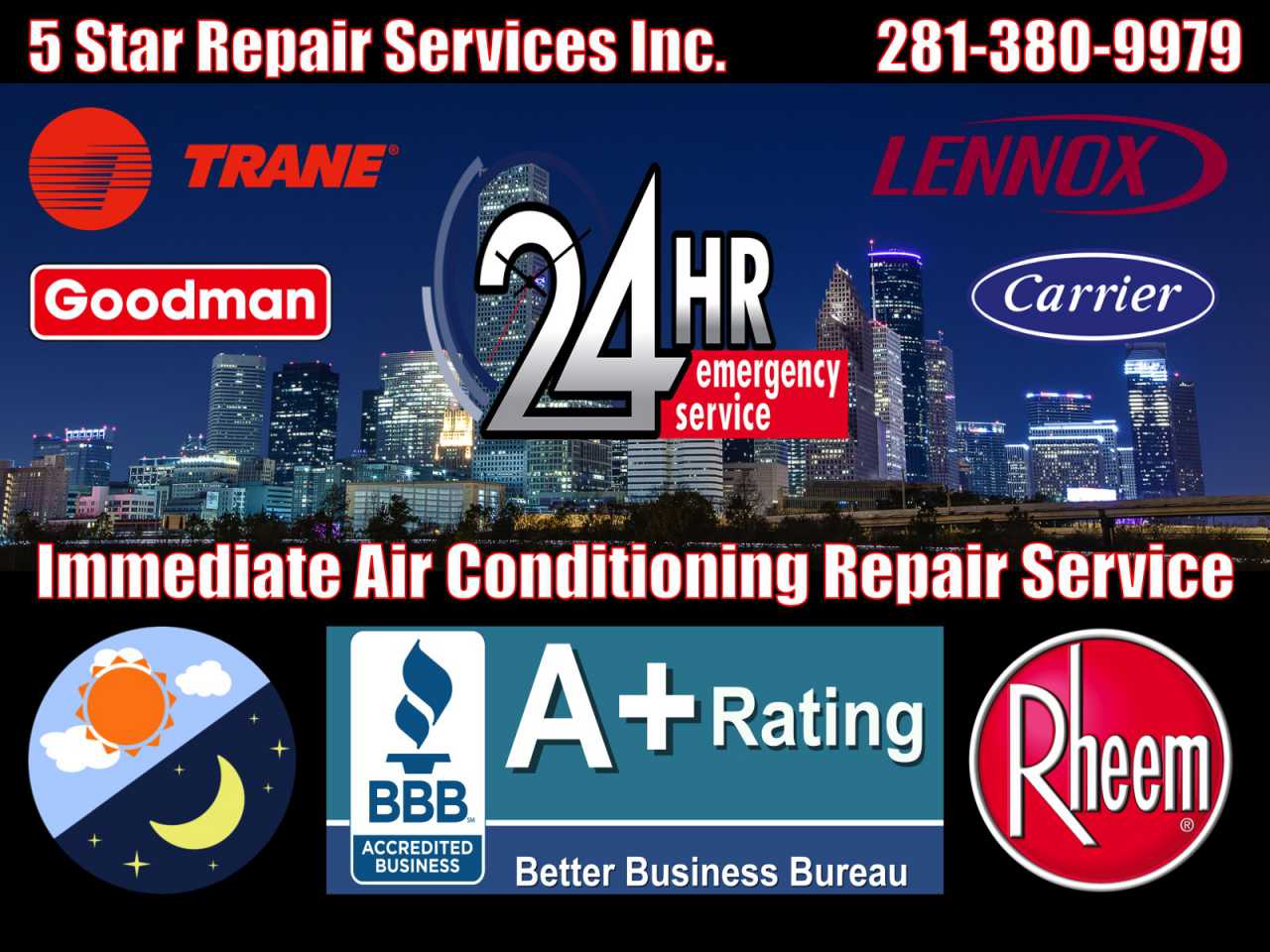 24 Hour Emergency AC HVAC Repair Service Kingwood 77345 77339 77325